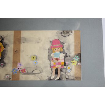 堀文子 子供 水彩　Z962 