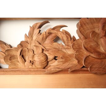 川原和夫 牡丹 木彫欄間 2枚1組　R0566 