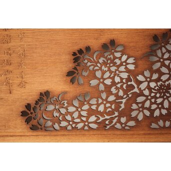 桜 木彫欄間 陽刻陰刻彫　R0567 