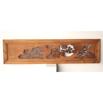 桜 木彫欄間 陽刻陰刻彫　R0567