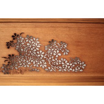 桜 木彫欄間 陽刻陰刻彫　R0567 