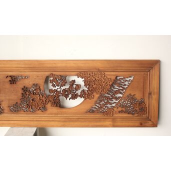 桜 木彫欄間 陽刻陰刻彫　R0567 