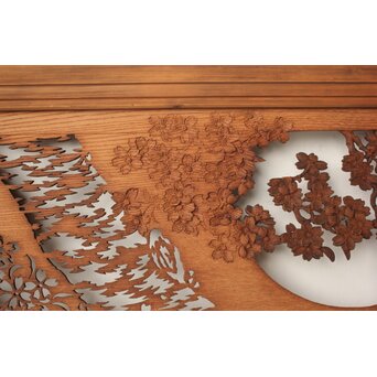 桜 木彫欄間 陽刻陰刻彫　R0567 