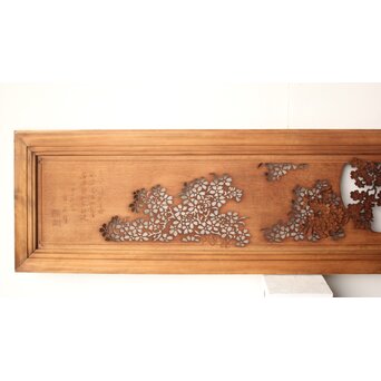 桜 木彫欄間 陽刻陰刻彫　R0567 