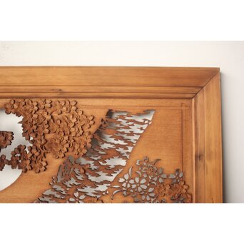 桜 木彫欄間 陽刻陰刻彫　R0567 