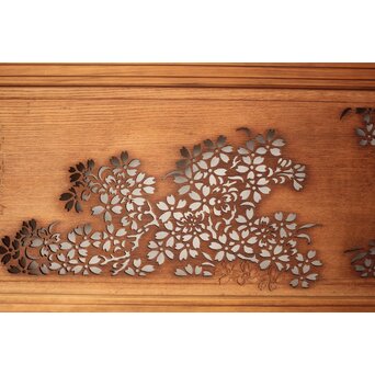 桜 木彫欄間 陽刻陰刻彫　R0567 