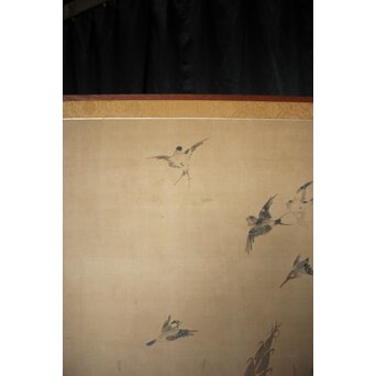 松岡環翠 花鳥果菜図 屏風　Z967 