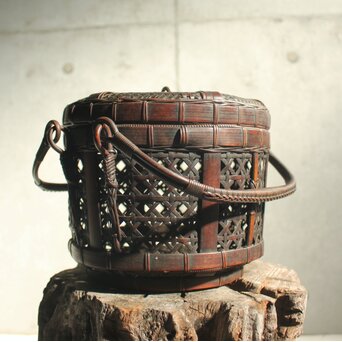 初代 早川尚古斎 竹籠 提藍　U427 