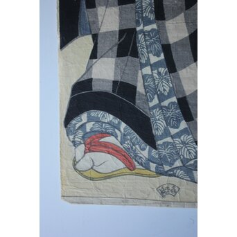 木版画 豊国 三代 生月鯨太左衛門 　2枚続 浮世絵 相撲　Z969 