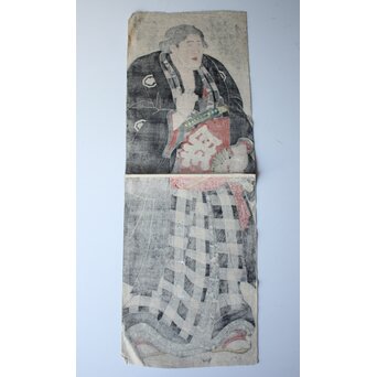 木版画 豊国 三代 生月鯨太左衛門 　2枚続 浮世絵 相撲　Z969 