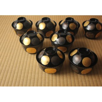 魯山人写 日月椀 8客　Q415 