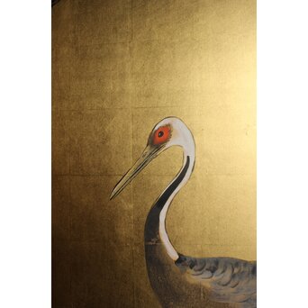 荒木十畝 金地 鶴図 大屏風　Z972 