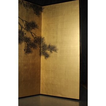 荒木十畝 金地 鶴図 大屏風　Z972 