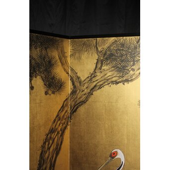 荒木十畝 金地 鶴図 大屏風　Z972 