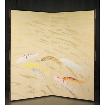 群鯉図屏風 二曲一双　Z973 