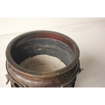 翠松亭梅や造 鋳造 鯉 銅火鉢一対　M493 