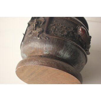 翠松亭梅や造 鋳造 鯉 銅火鉢一対　M493 