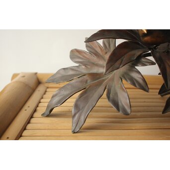 清明銘 八手文鳥 金工 置物　M494 