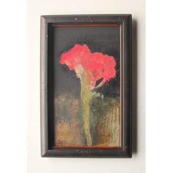 藤井勘圿 藤井勘介 現代作家 鶏頭 額装　Z974