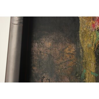 藤井勘圿 藤井勘介 現代作家 鶏頭 額装　Z974 