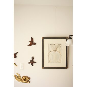 川岸富士男 木版画風の細密画 水彩 冬瓜 額装 ボタニカルアート　Z977 