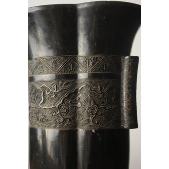 明代か 海棠式 贯耳瓶 木爪型 銅花瓶　M495 