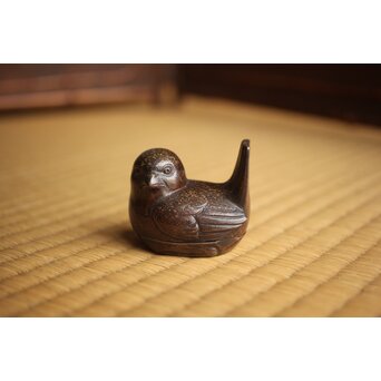 西村春湖 鳥 備前 香合　P658