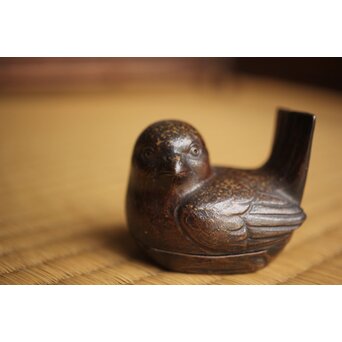 西村春湖 鳥 備前 香合　P658 