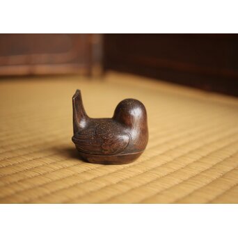 西村春湖 鳥 備前 香合　P658 