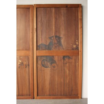 板絵建具 犬図 2枚1組　B1130 