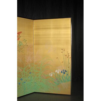 司山作 金地 秋草図屏風　Z984 