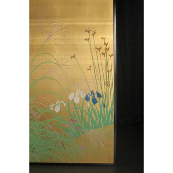 司山作 金地 秋草図屏風　Z984 