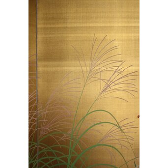 司山作 金地 秋草図屏風　Z984 