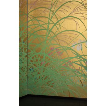 司山作 金地 秋草図屏風　Z984 