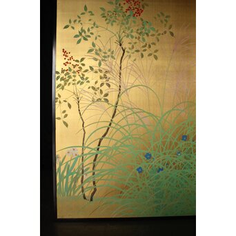 司山作 金地 秋草図屏風　Z984 