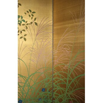 司山作 金地 秋草図屏風　Z984 