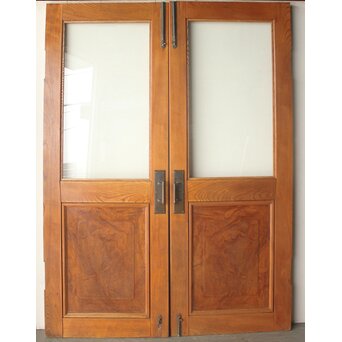 総欅 クリアガラス観音扉 2枚1組　GD0369 ウラ