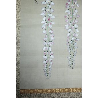 模写 本阿弥光甫 藤 牡丹 楓図より 喜多武清印模写印あり 掛軸　Z988 