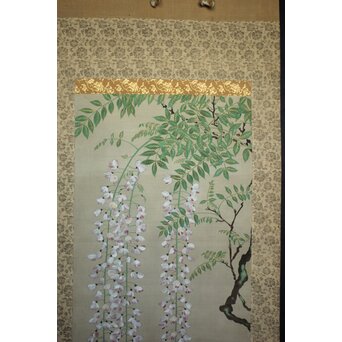 模写 本阿弥光甫 藤 牡丹 楓図より 喜多武清印模写印あり 掛軸　Z988 