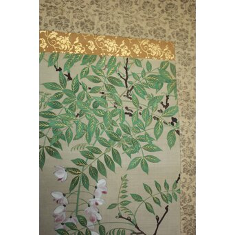 模写 本阿弥光甫 藤 牡丹 楓図より 喜多武清印模写印あり 掛軸　Z988 