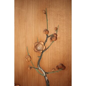 象嵌彩色 梅図 板戸　B1131 