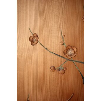 象嵌彩色 梅図 板戸　B1131 