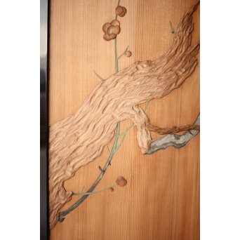 象嵌彩色 梅図 板戸　B1131 