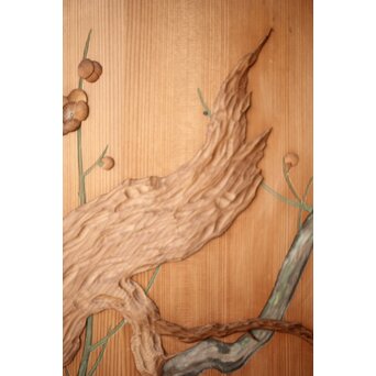 象嵌彩色 梅図 板戸　B1131 