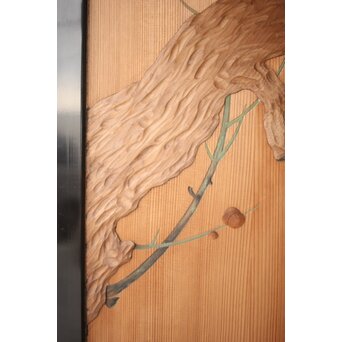 象嵌彩色 梅図 板戸　B1131 