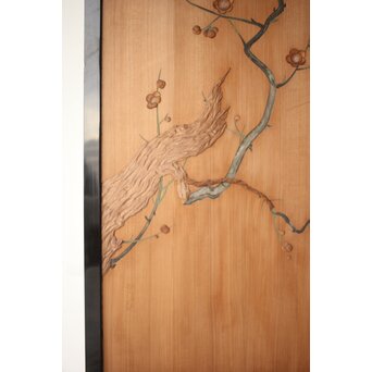 象嵌彩色 梅図 板戸　B1131 