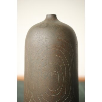 横倉嘉山 渦紋銅花瓶　M497 