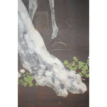 白鹿図 時代銀屏風　Z989 