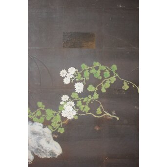 白鹿図 時代銀屏風　Z989 