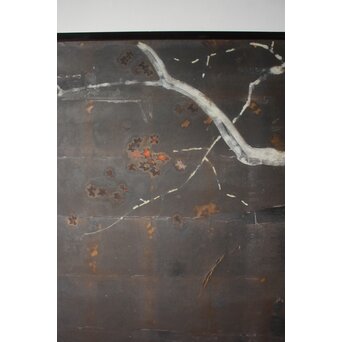 白鹿図 時代銀屏風　Z989 